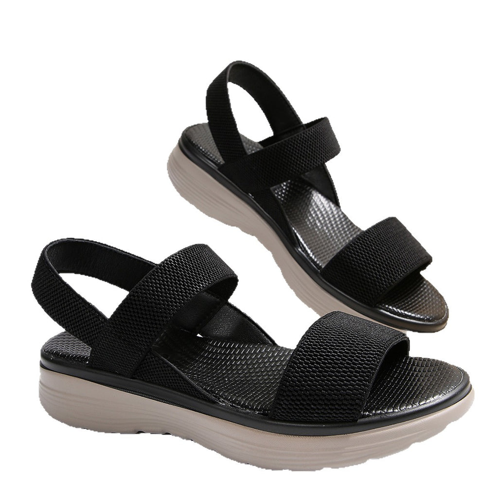 Plateau-Sandalen mit Elastikriemen