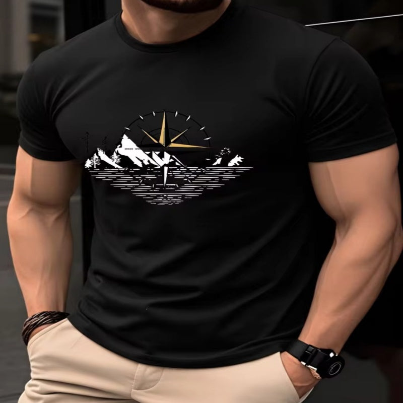 Retro-Kompass-Print-Shirt Herren
