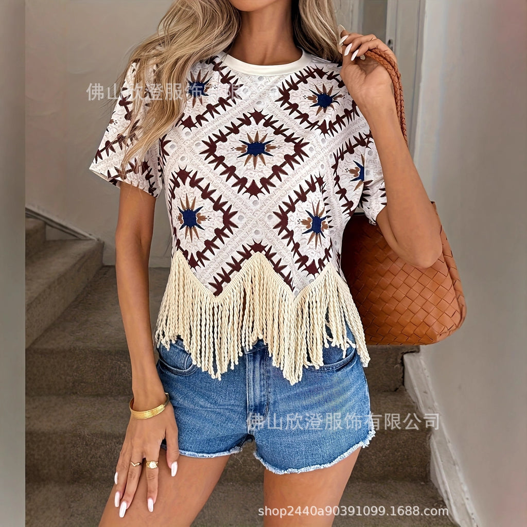 Boho-Travel T-Shirt mit Fransen – Bild 2 | LuxeStyle