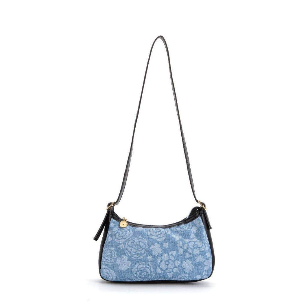 Denim-Schultertasche im Color-Block-Karo-Design, Damen – LuxeStyle