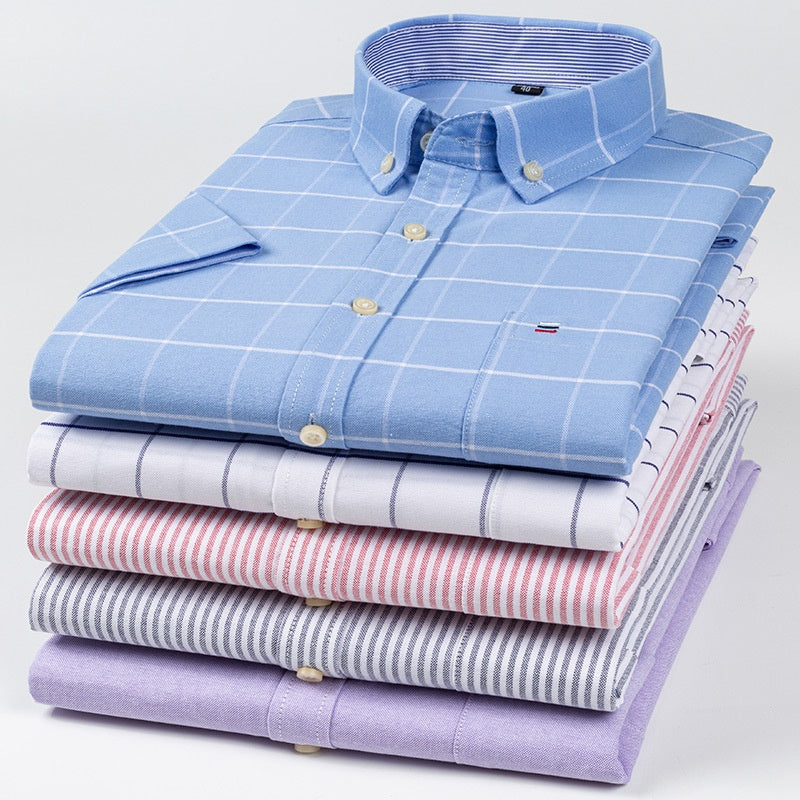 Herren Oxford Baumwollhemd Kurzarm