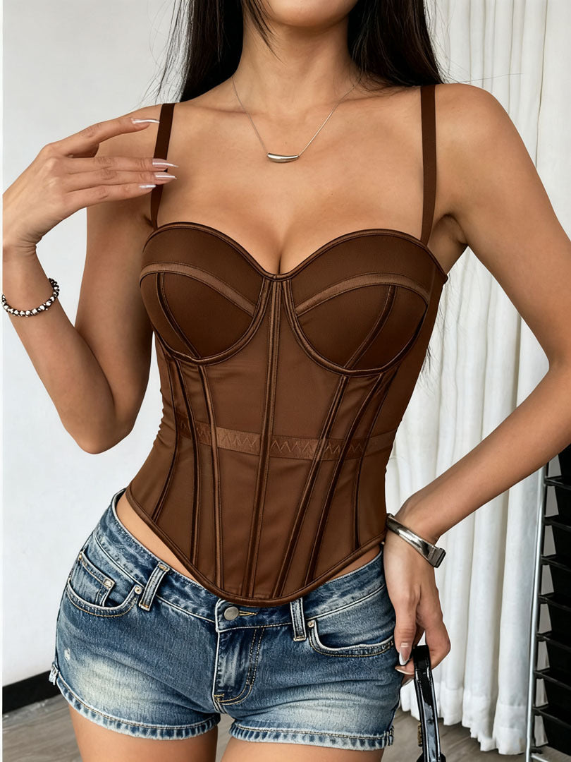 Fishtail Korsett-Top mit transparenten Trägern