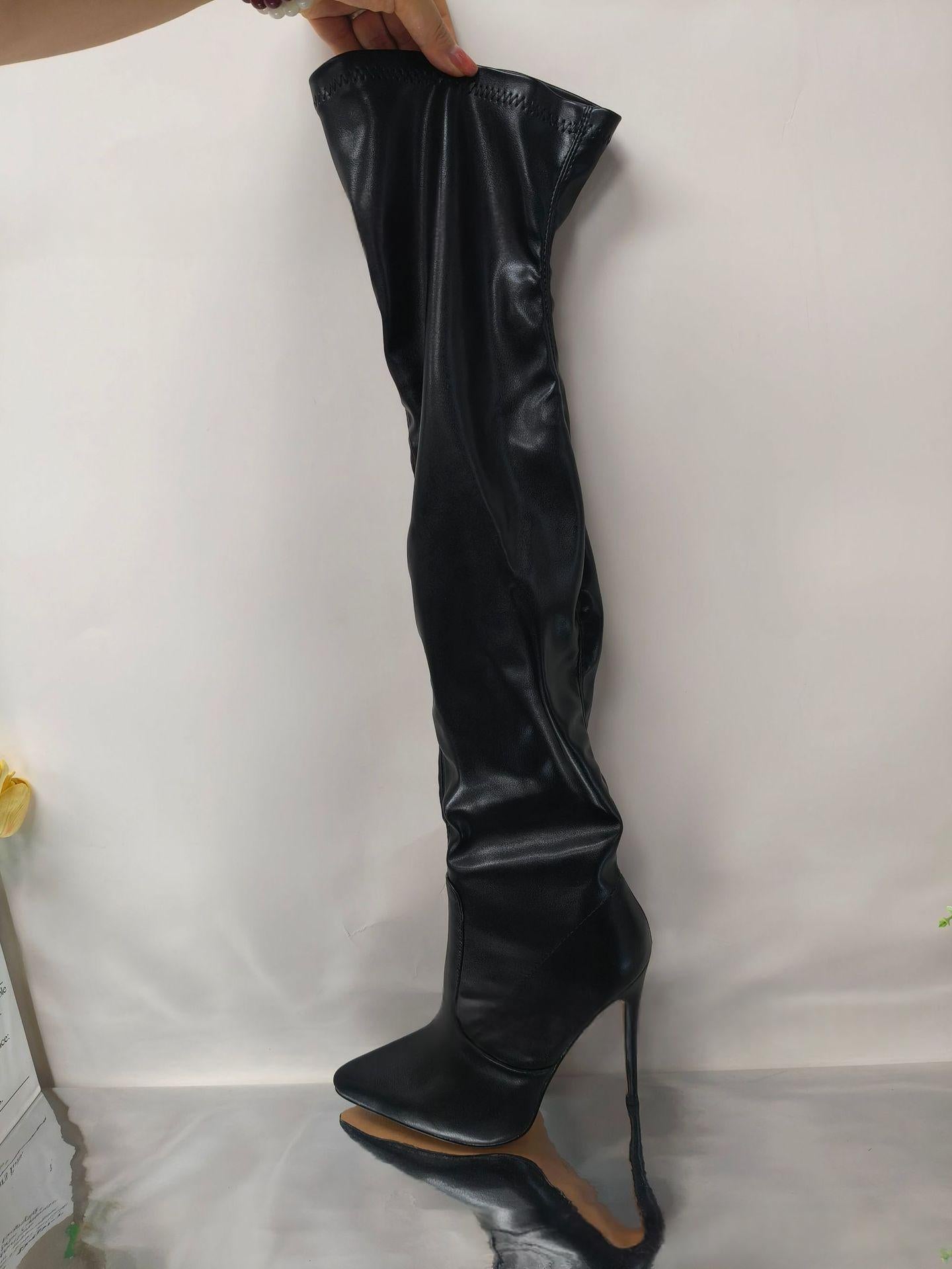 Stretch-Stilettos Oberschenkelhoch mit spitzen Zehen