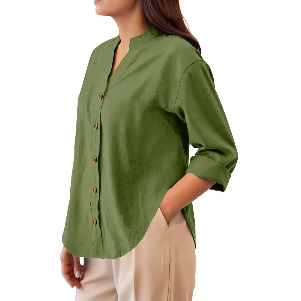 Leichte Baumwoll-Leinen Cardigan Bluse