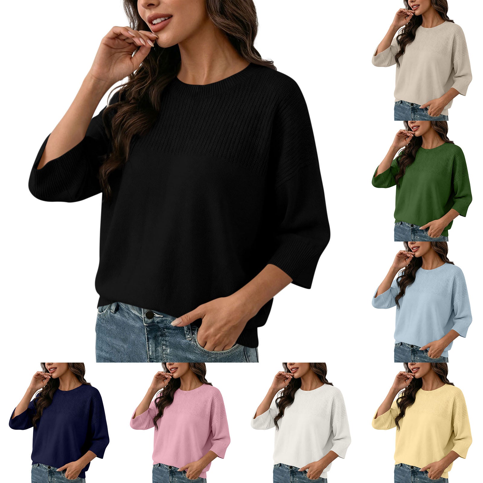 Rundhals-Strickpullover für Damen