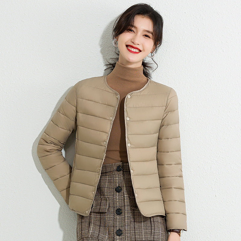 Leichte kurze Baumwoll-Liner-Jacke für Damen