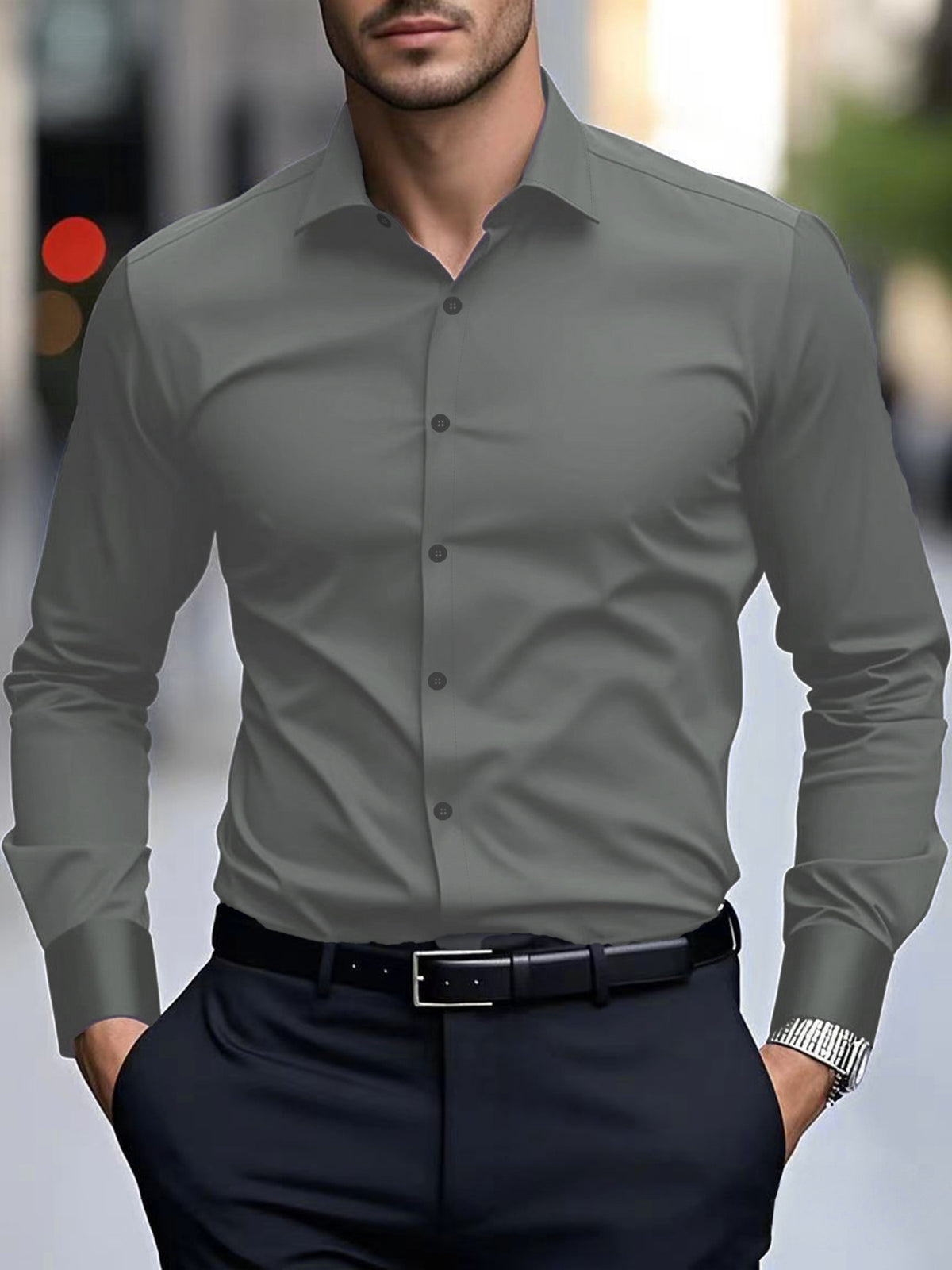Langarmhemd Slim Fit – diverse Farben – Bild 6 | LuxeStyle