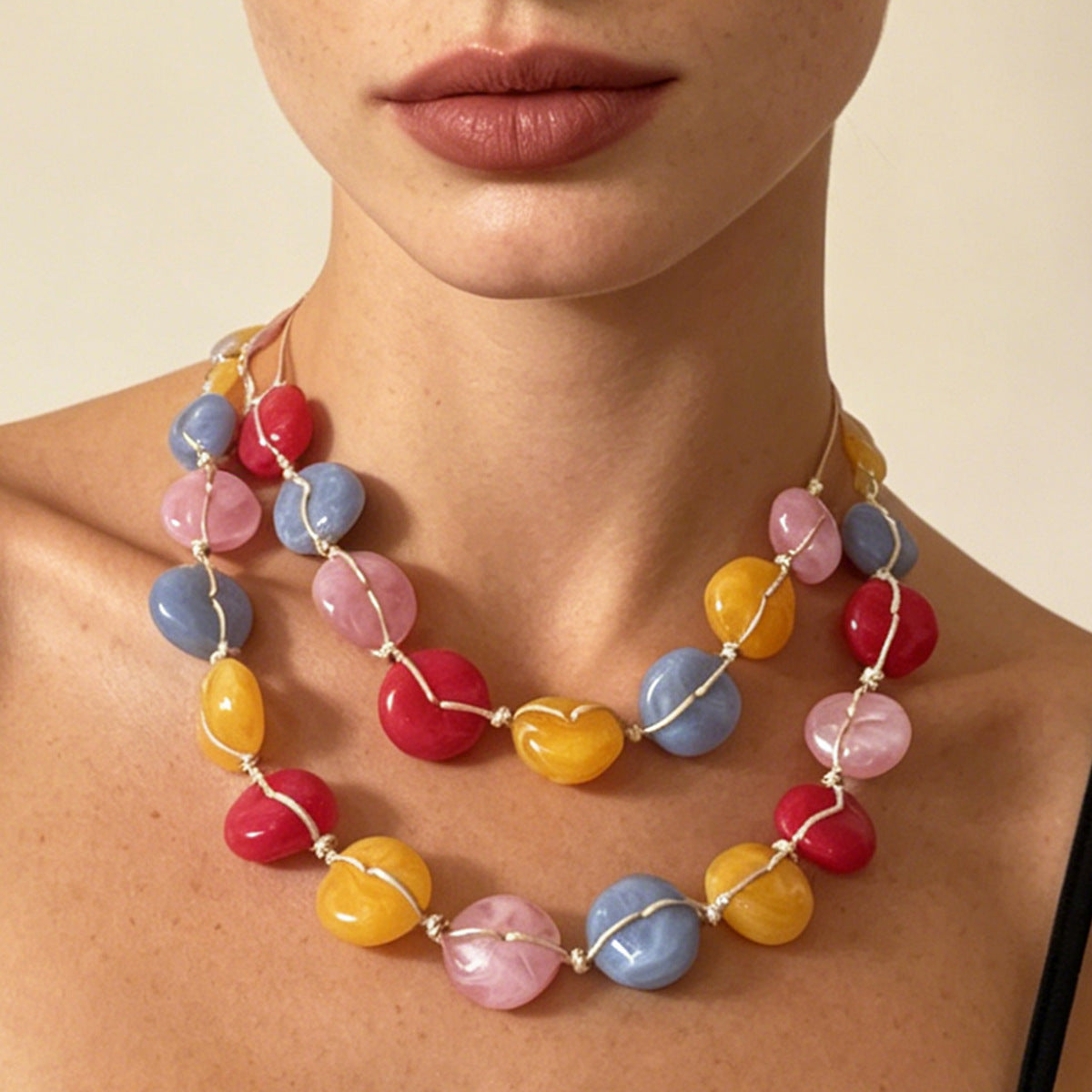 Buntes Steinperlen-Halsband