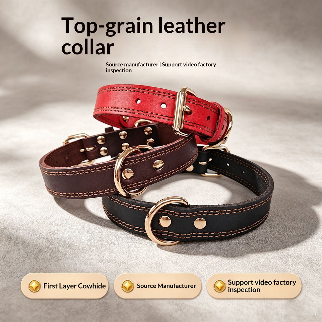 Lederhalsband mit doppelten D-Ringen