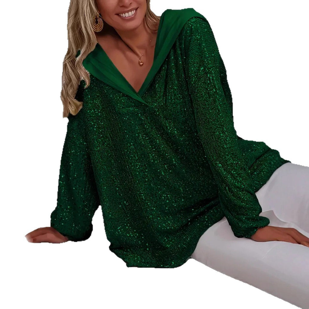 Pailletten-Kapuzenpullover für Damen