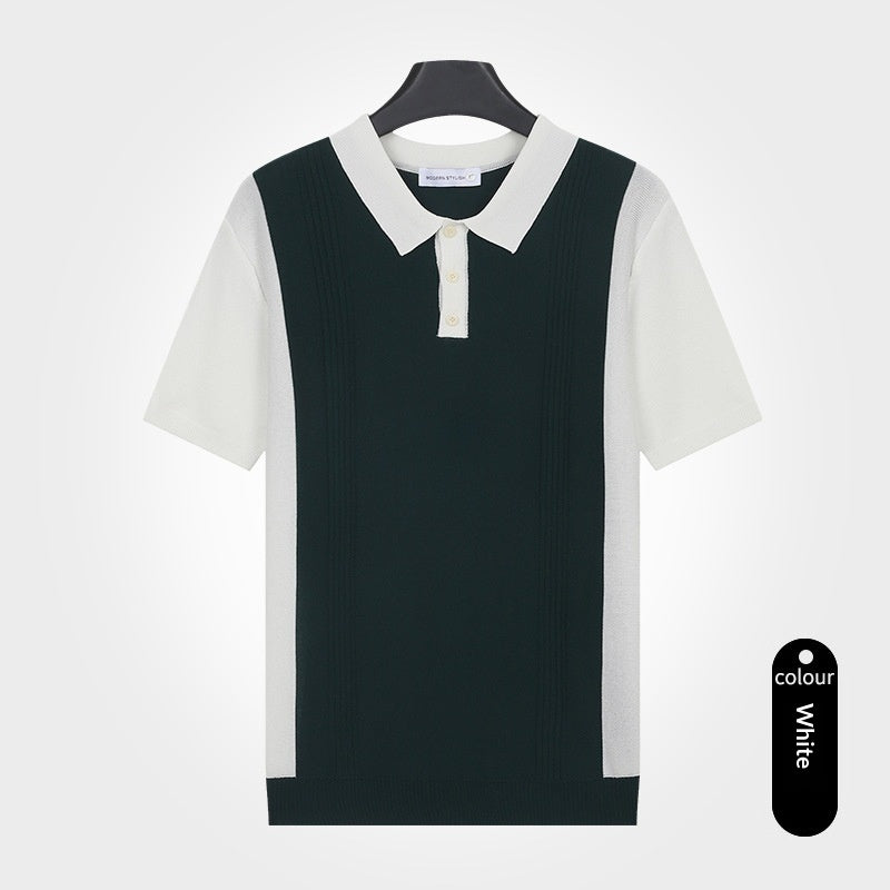 Herren Strick-Shirt Kurzarm Slim Fit
