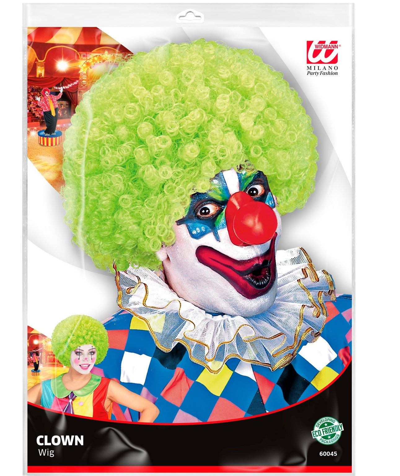Perücke Clown grün krausig