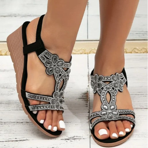 Bohemian Keilsandalen mit dicker Sohle