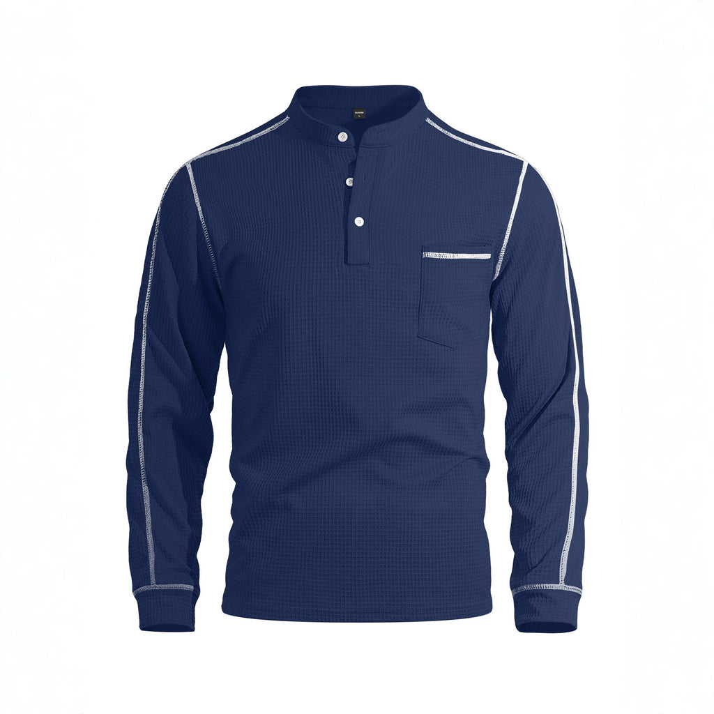 Herren-Henley «Waffle» · Waffelstrick, Langarm