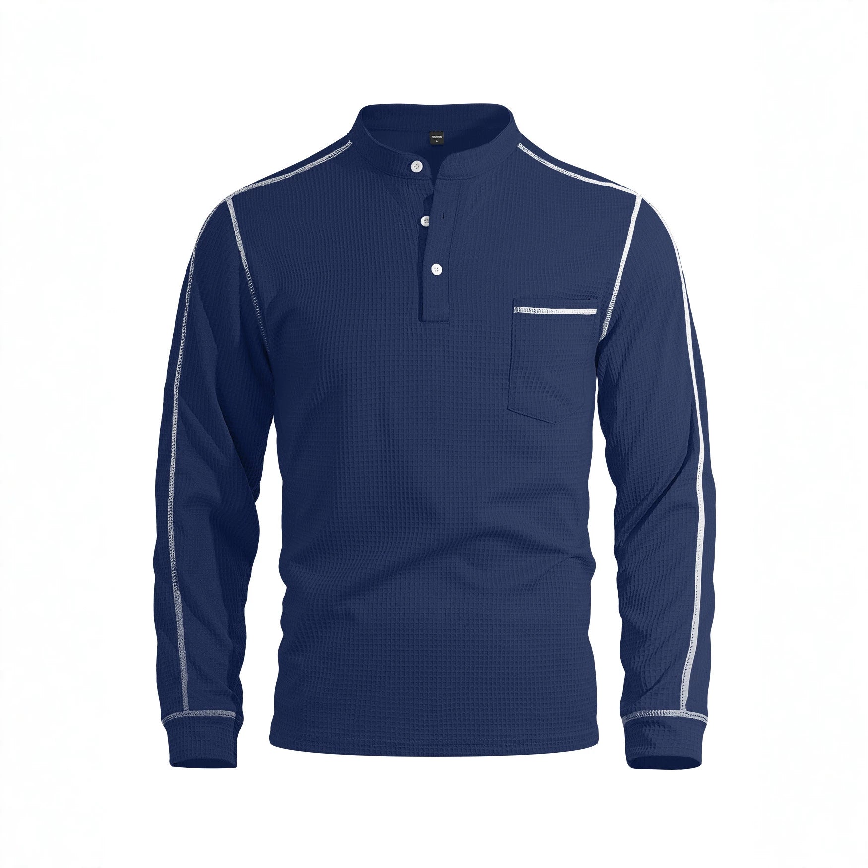 Herren-Henley «Waffle» · Waffelstrick, Langarm