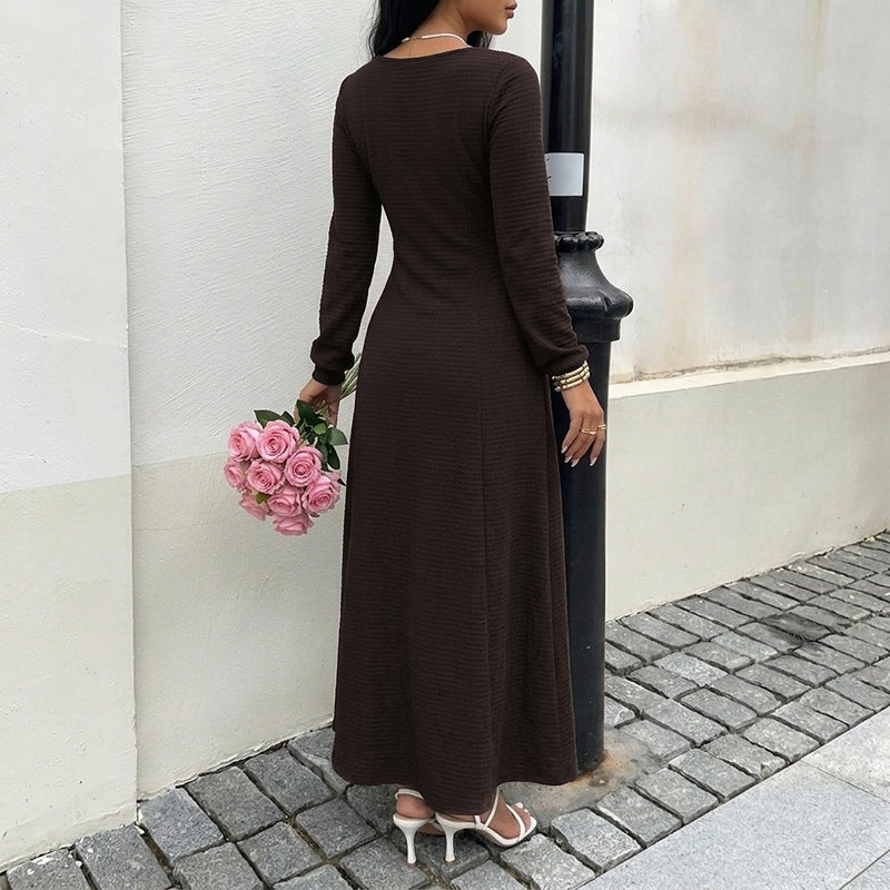 Elegantes A-Linien Strickkleid mit Schnürung
