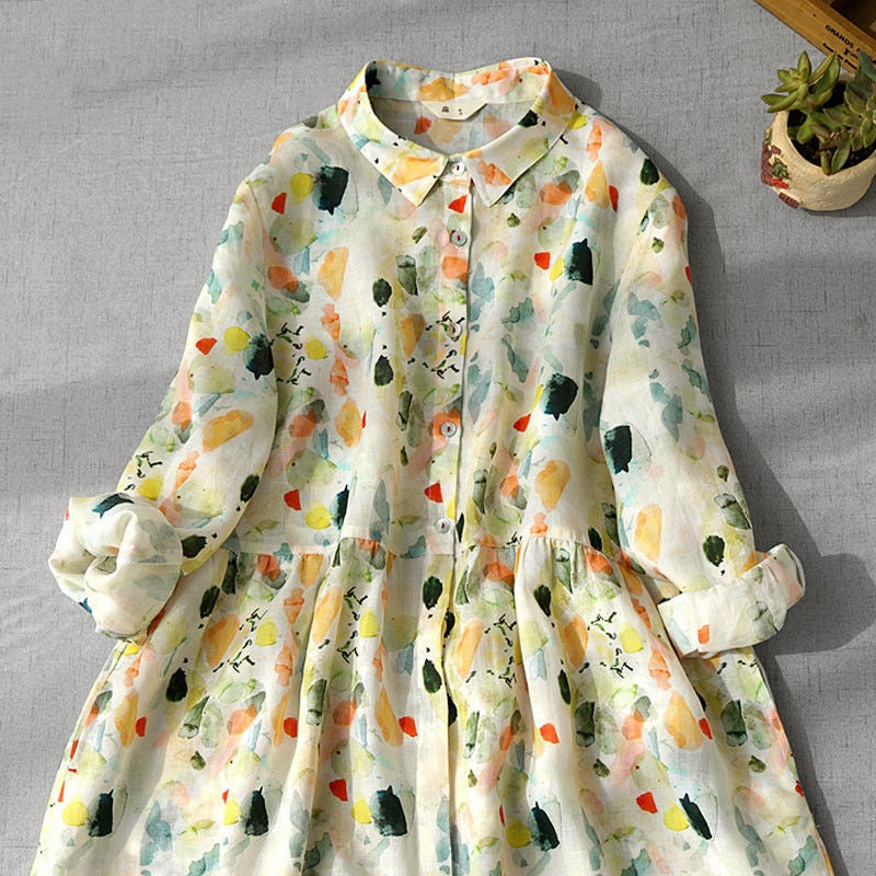 Blumen Midi-Kleid mit ¾-Ärmeln