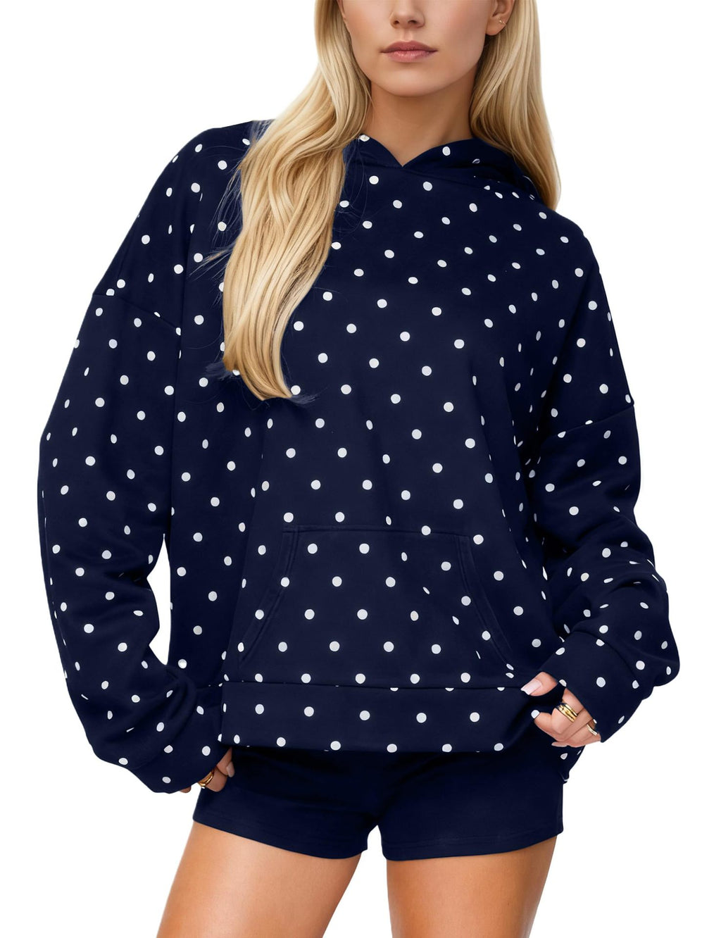 Kapuzen-Sweatshirt mit Polka-Dot-Print