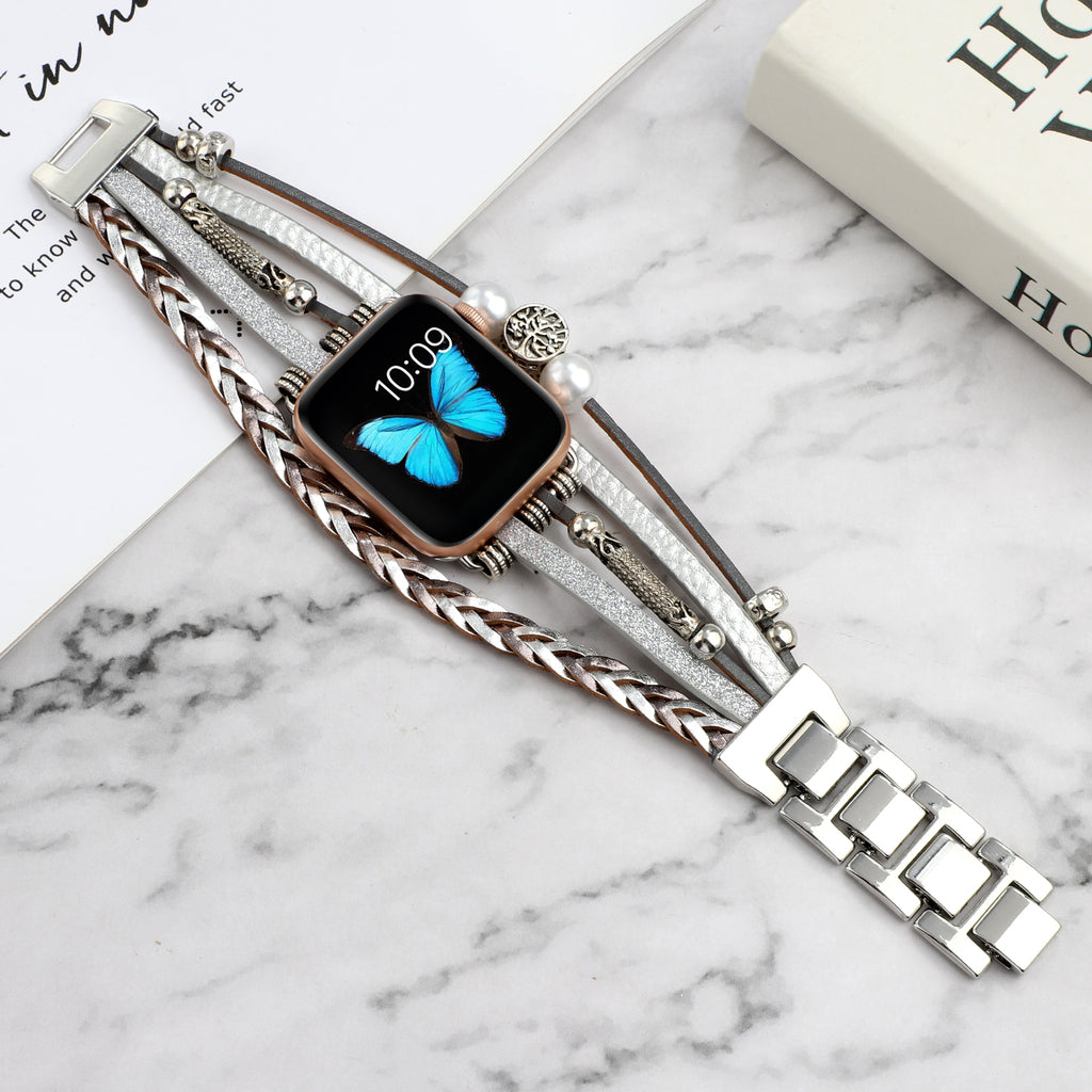 Vintage Metall-Leder Armband für Apple Watch