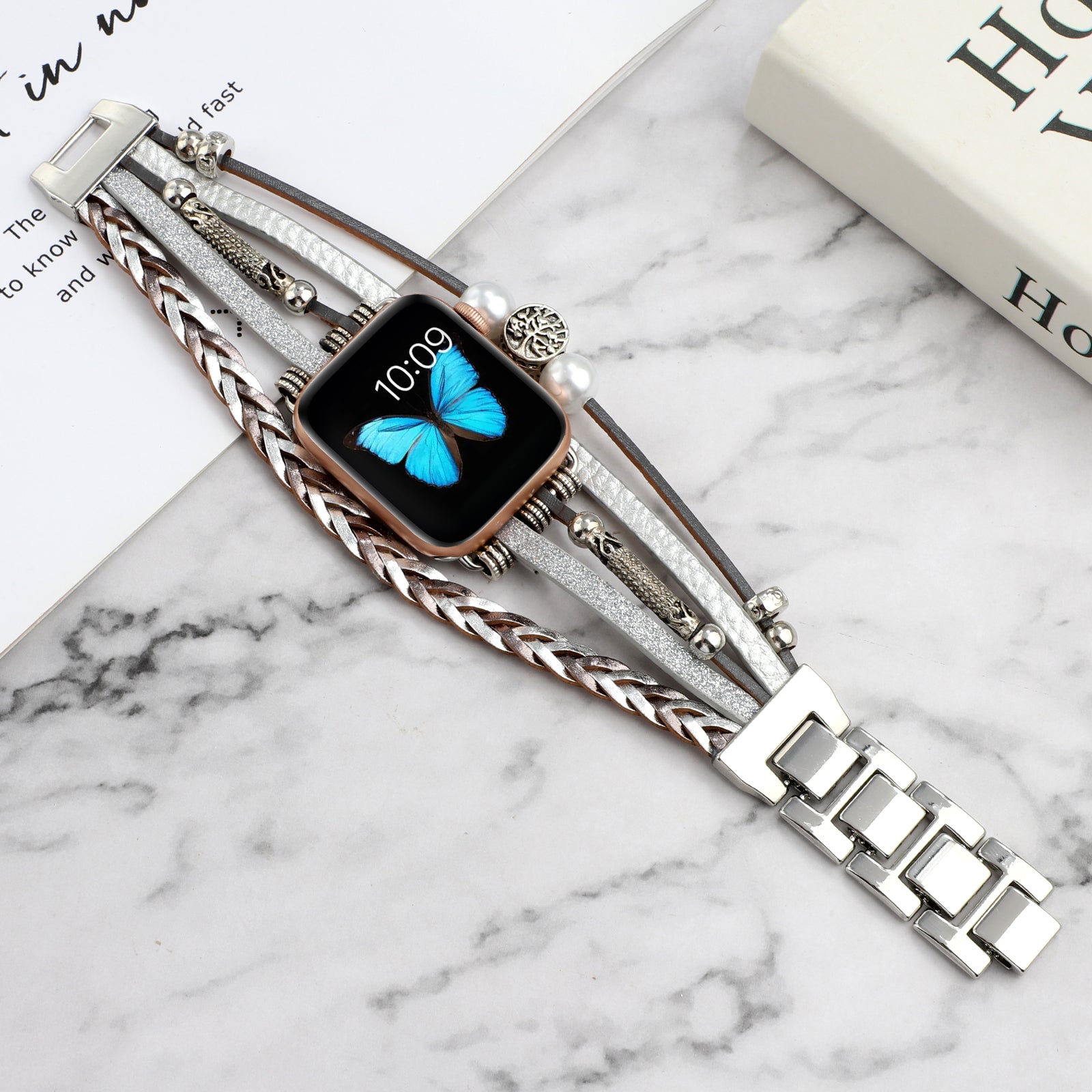 Vintage Metall-Leder Armband für Apple Watch