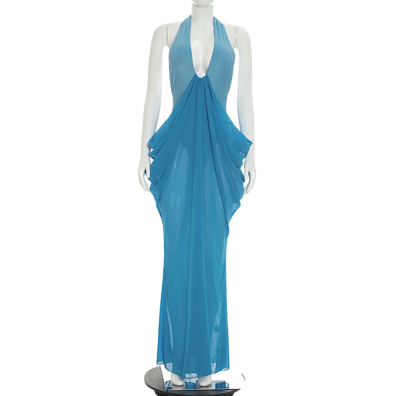 Halter Neck Patchwork Kleid für Damen