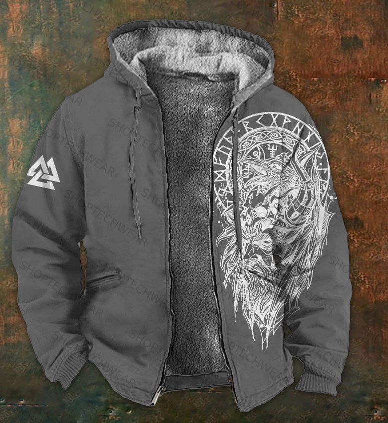 Kapuzen-Zipup Jacke mit 3D-Druck – Bild 6 | LuxeStyle