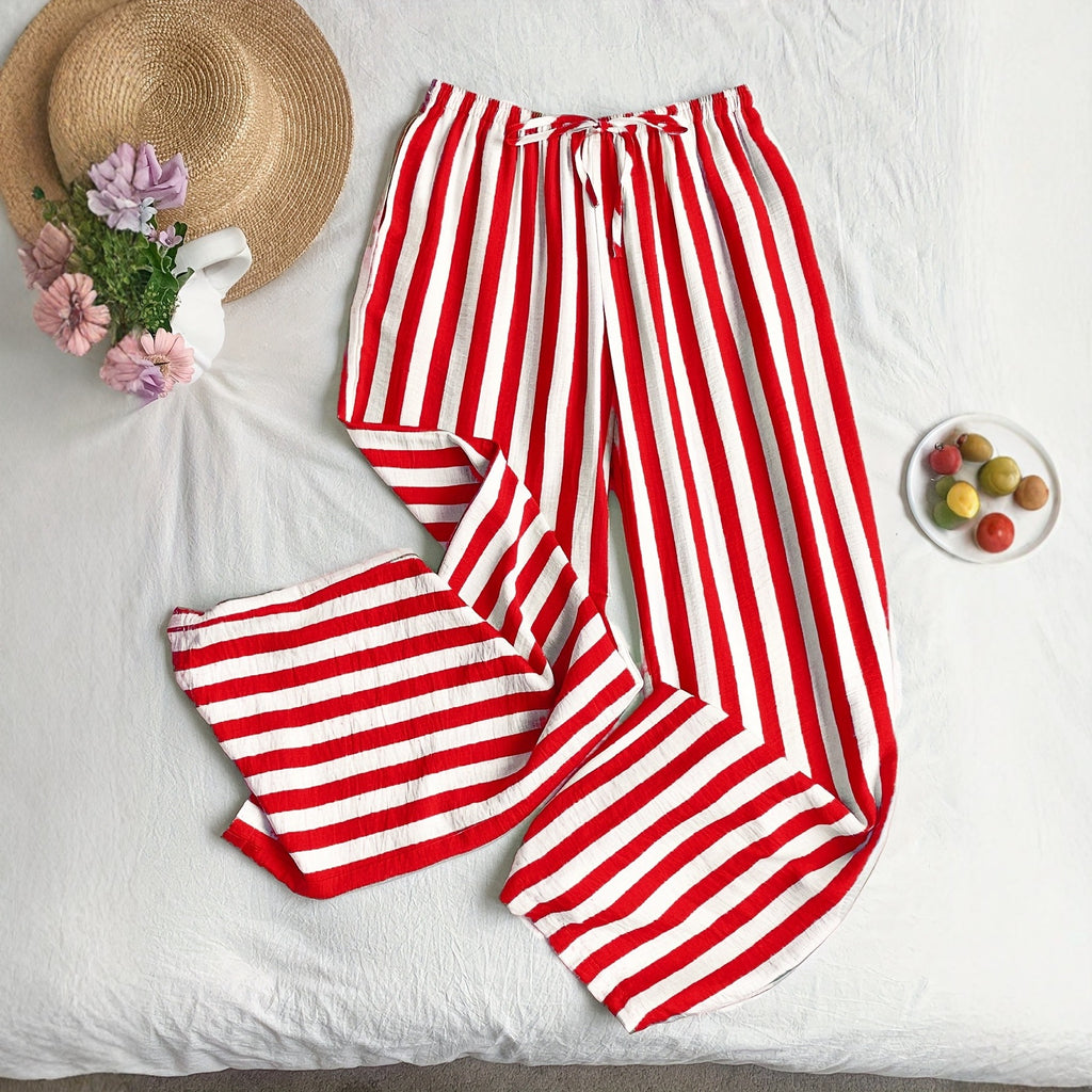 Gestreifte Wide-Leg Hose für Damen