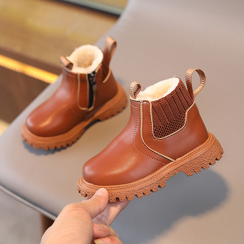 Warme Britische Kinder-Stiefeletten mit Fleece