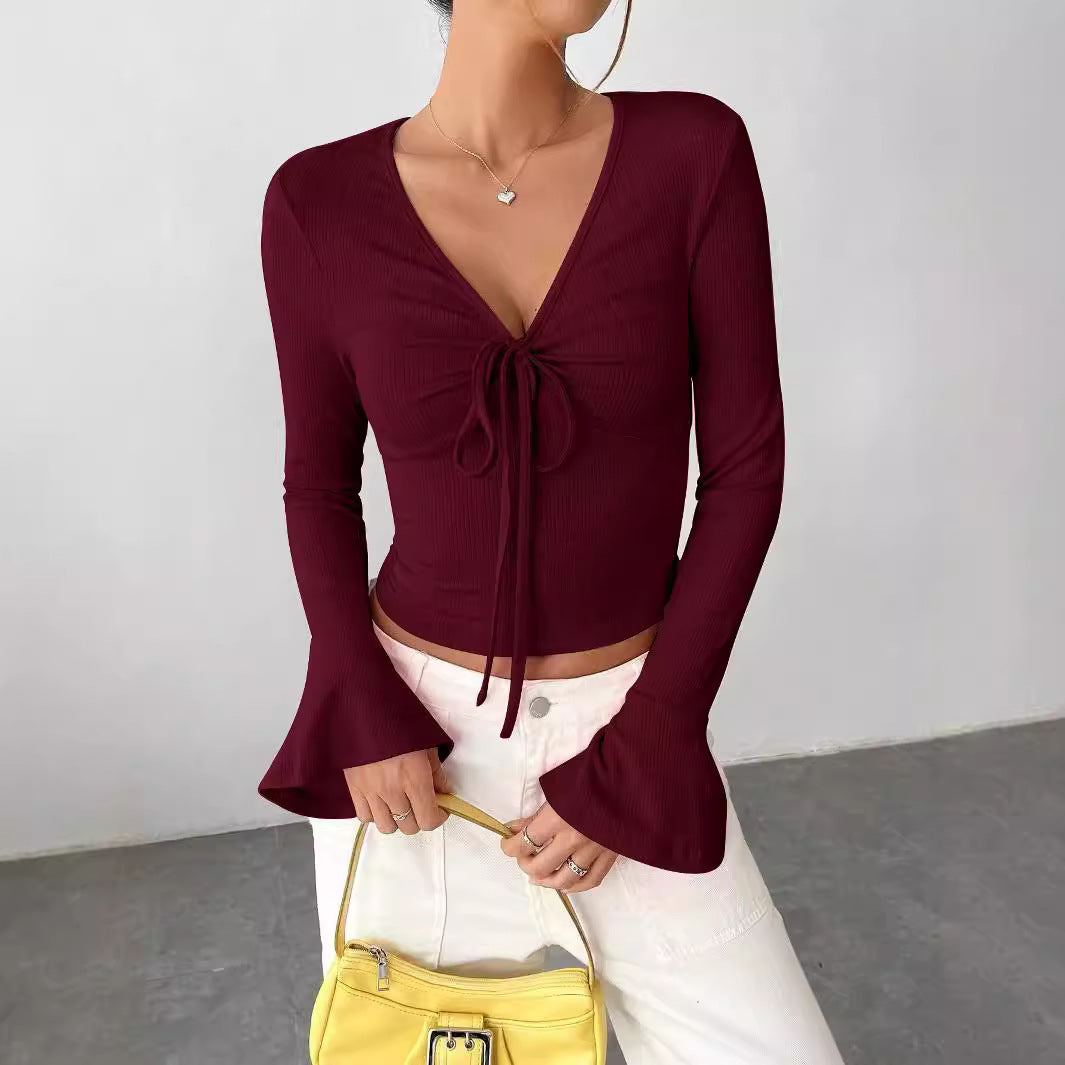 Damen Bluse mit Notch-Kragen und Bindemanschetten – Bild 6 | LuxeStyle