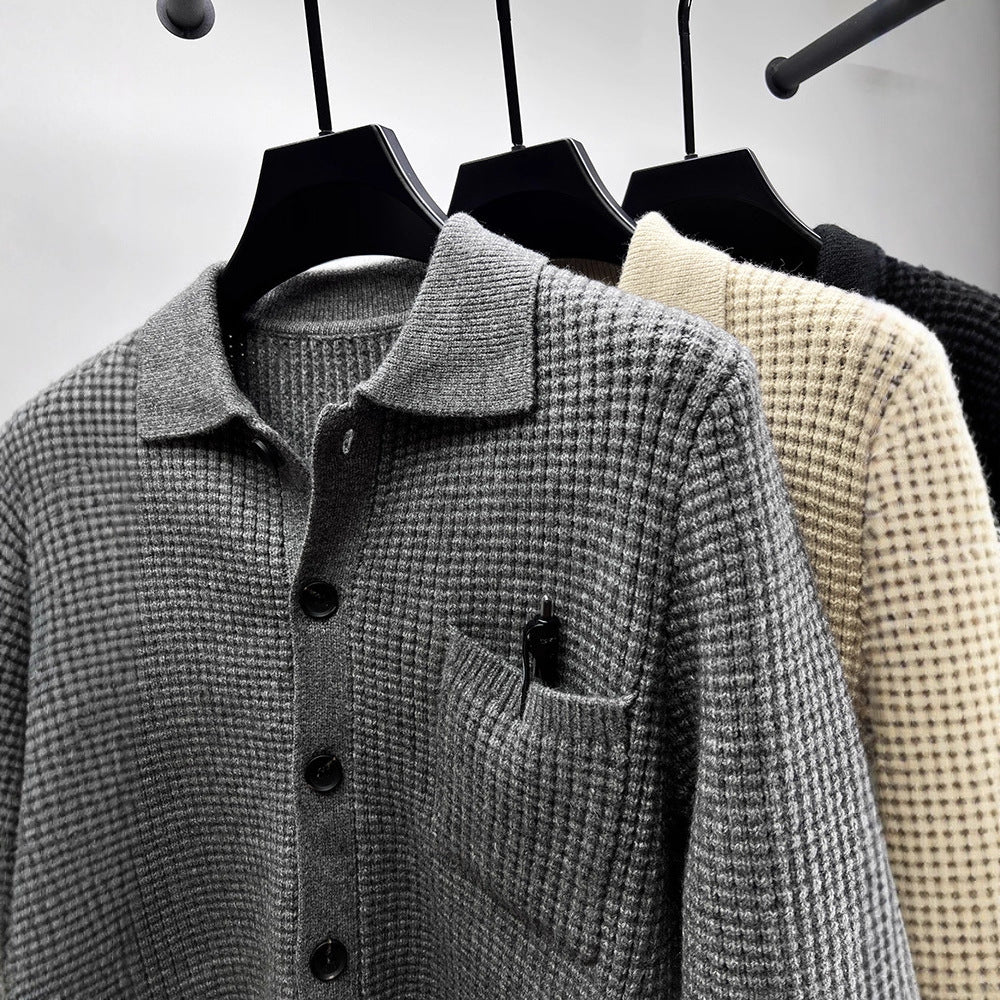 Strick-Cardigan mit Reverskragen und Taschen