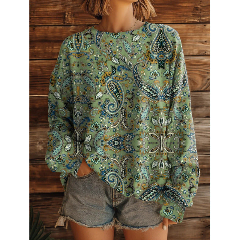 Retro Sweatshirt mit geometrischem Muster – Bild 1 | LuxeStyle