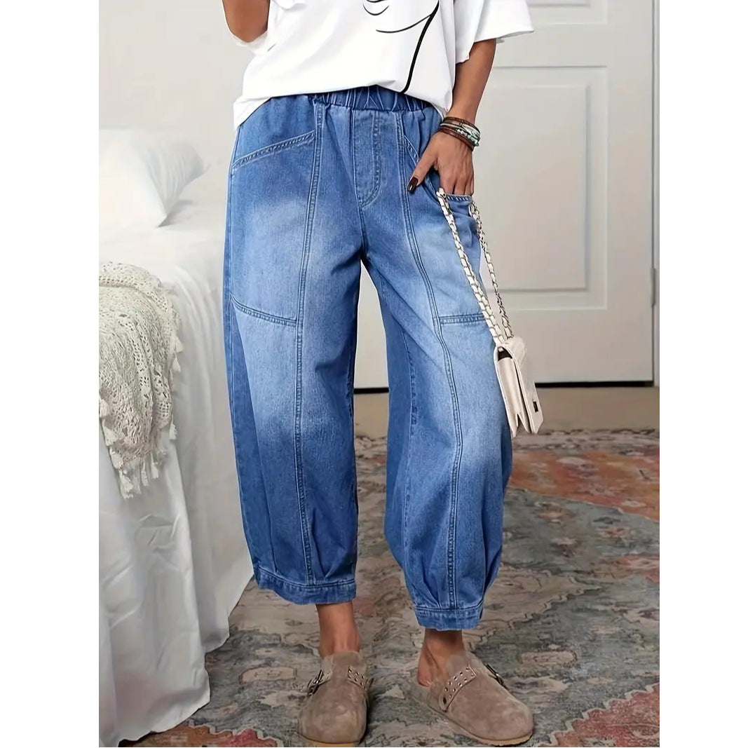Retro-Denim-Caprihosen
