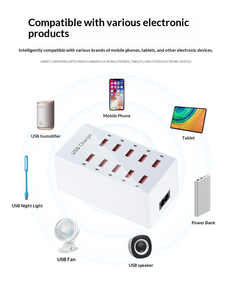 10-Port Multi-USB Ladegerät, 60W