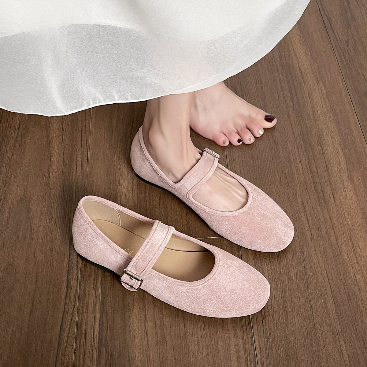 Damen Wildleder Ballerinas mit runder Kappe