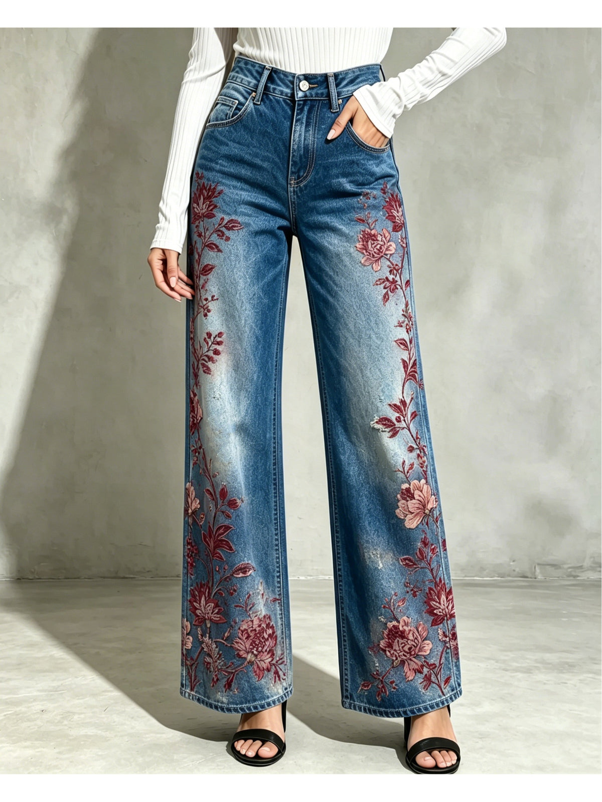 Straight-Leg Jeans aus echtem Denim