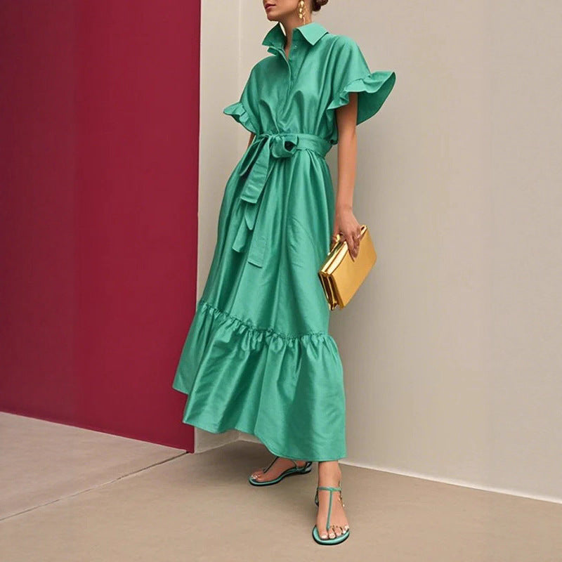 Elegantes Satin-Kleid mit Rüschenärmeln – Bild 3 | LuxeStyle