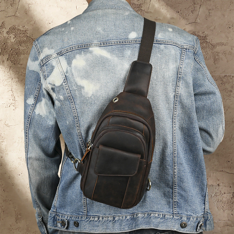 Retro Schulterrucksack aus Echtleder