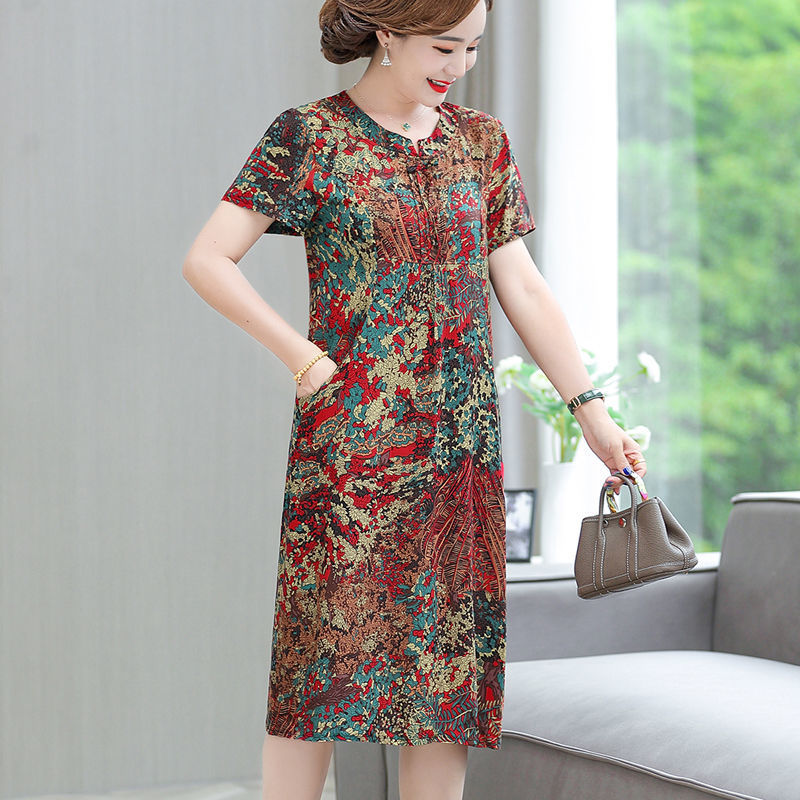 Damen Sommer Baumwoll-Seidenkleid