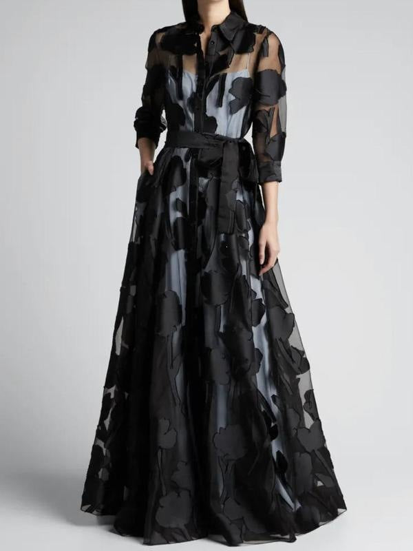 Herbstdruck Damenkleid mit Farbdruck – Bild 2 | LuxeStyle