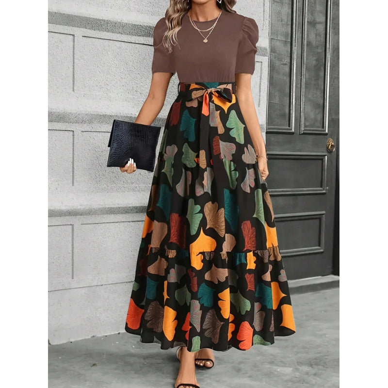 Langes bedrucktes Kleid mit Rundhalsausschnitt – Bild 12 | LuxeStyle