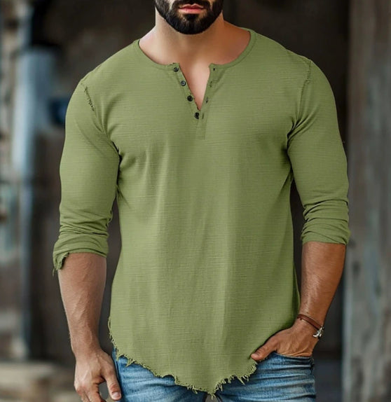 Herren Langarmshirt mit vier Knöpfen – Bild 5 | LuxeStyle
