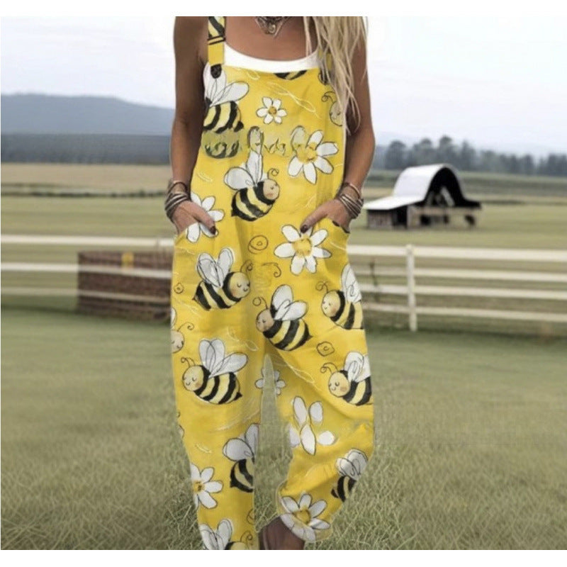 Jumpsuit mit Hosenträgern und Digitaldruck