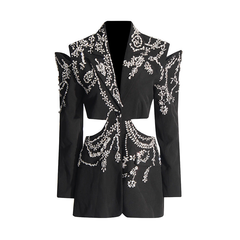 Kurzer Longsleeve-Mantel mit Diamanten
