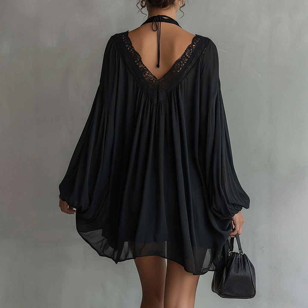Kurzes Halterneck-Kleid mit Spitze – Bild 5 | LuxeStyle