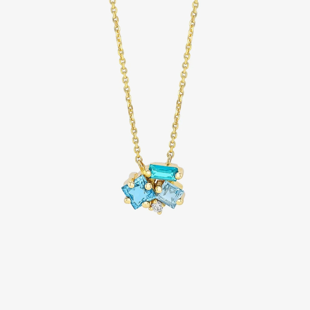 Geometrischer Blauer Diamant-Halsketten-Anhänger
