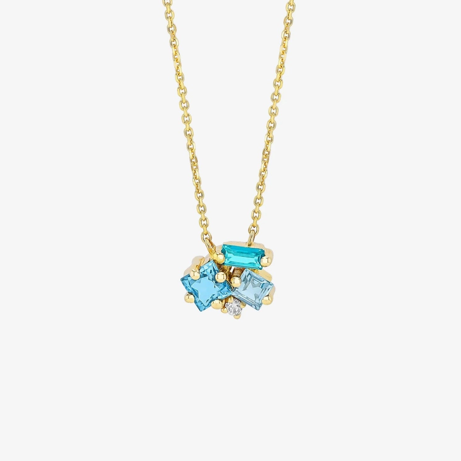 Geometrischer Blauer Diamant-Halsketten-Anhänger