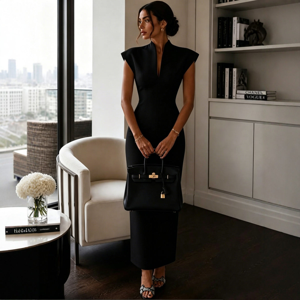 Ärmelloses Bodycon-Midikleid mit hohem Taillenschnitt | LuxeStyle