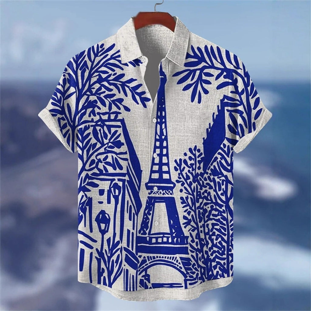 Retro Tribal Kurzarm-Shirt Herren
