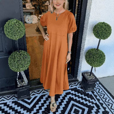 Strick-Maxikleid mit kurzen Ärmeln – Bild 7 | LuxeStyle