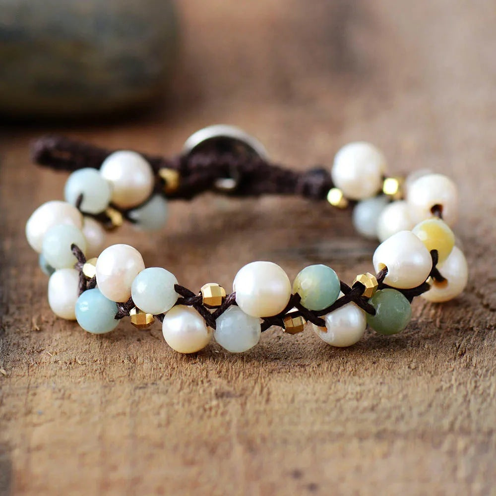 Handgewobenes Armband mit Süsswasserperle – Bild 5 | LuxeStyle